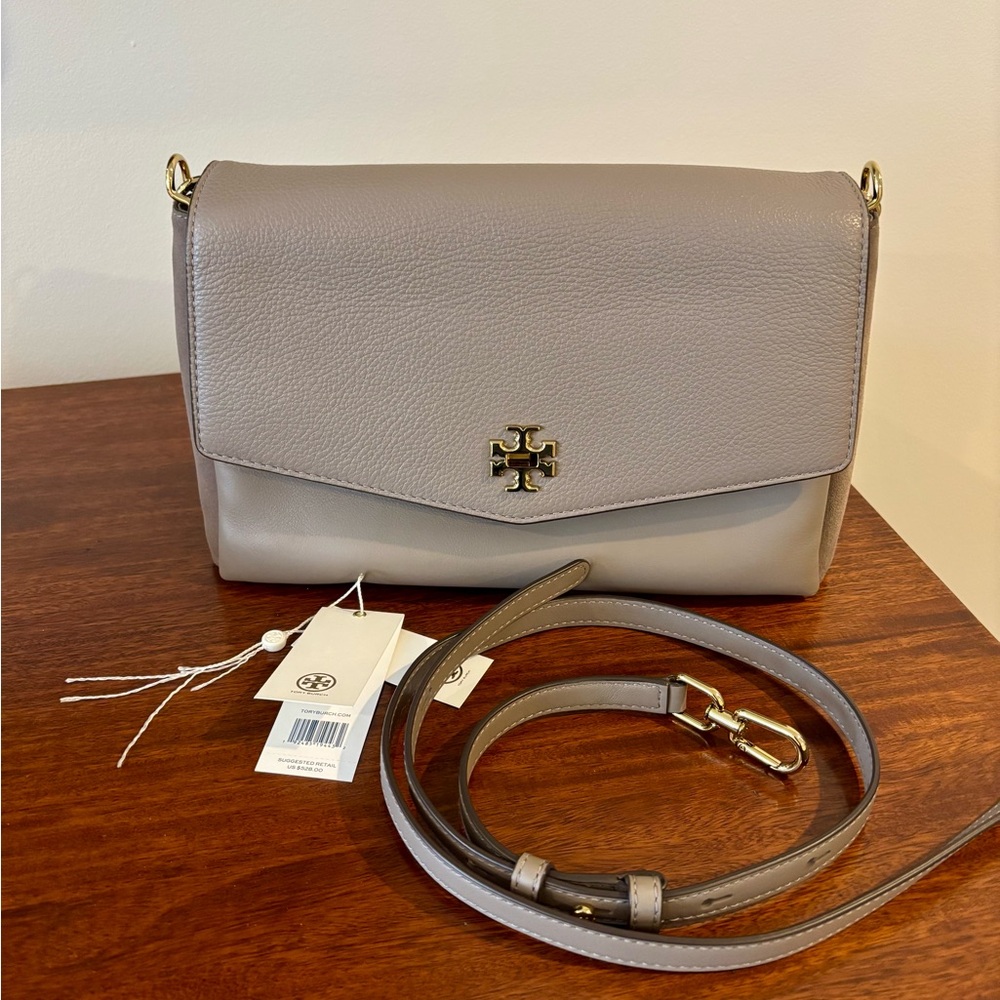 Tory Burch Gray Leather Kira Crossbody Bag